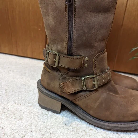 Caterpillar Woman's Florencia Brown Leather Mid Calf Waterproof Boots - Picture 6 of 12